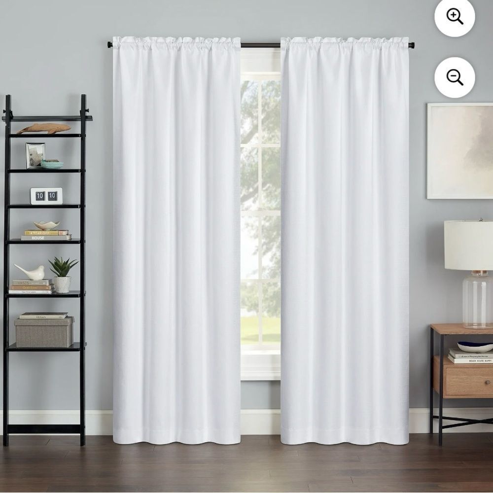 4 panels Victoria Voile white Sheer Rod Pocket Window Curtains measures 38”x87”